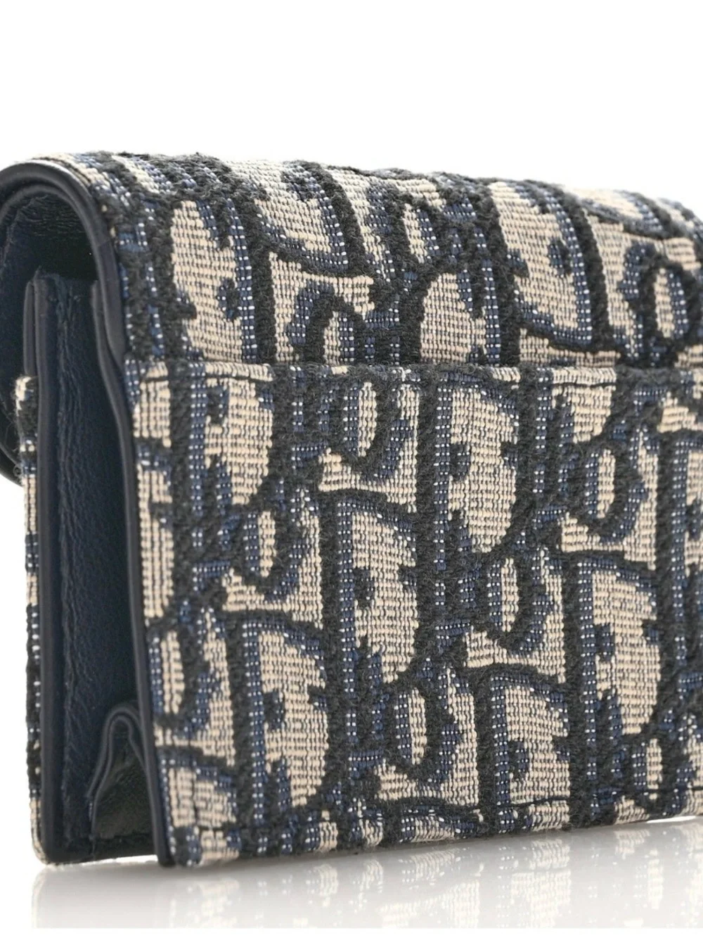 Dior Blue & Beige Oblique Monogram Clutch with Gold D-Ring
